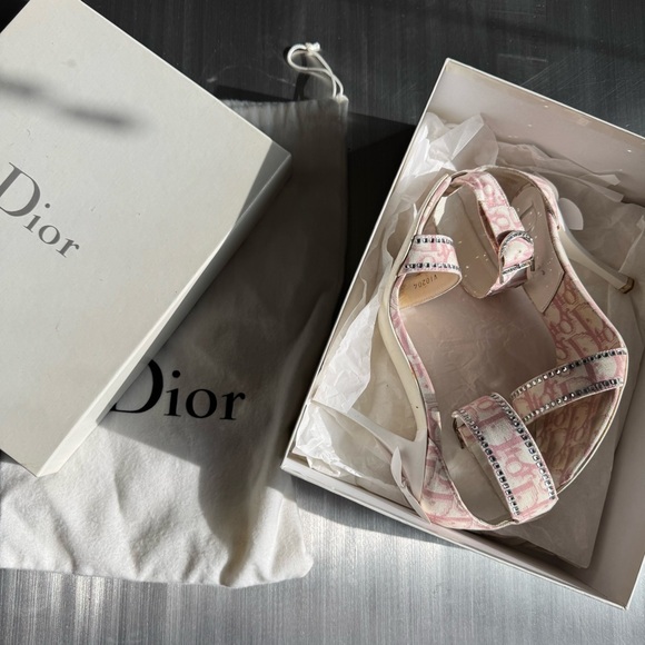 Dior Vintage Oblique Bow Tie Heels Pink 36 - Picture 7 of 7